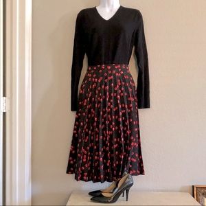 J. Crew Cherries 🍒 pleated midi skirt size 12!
